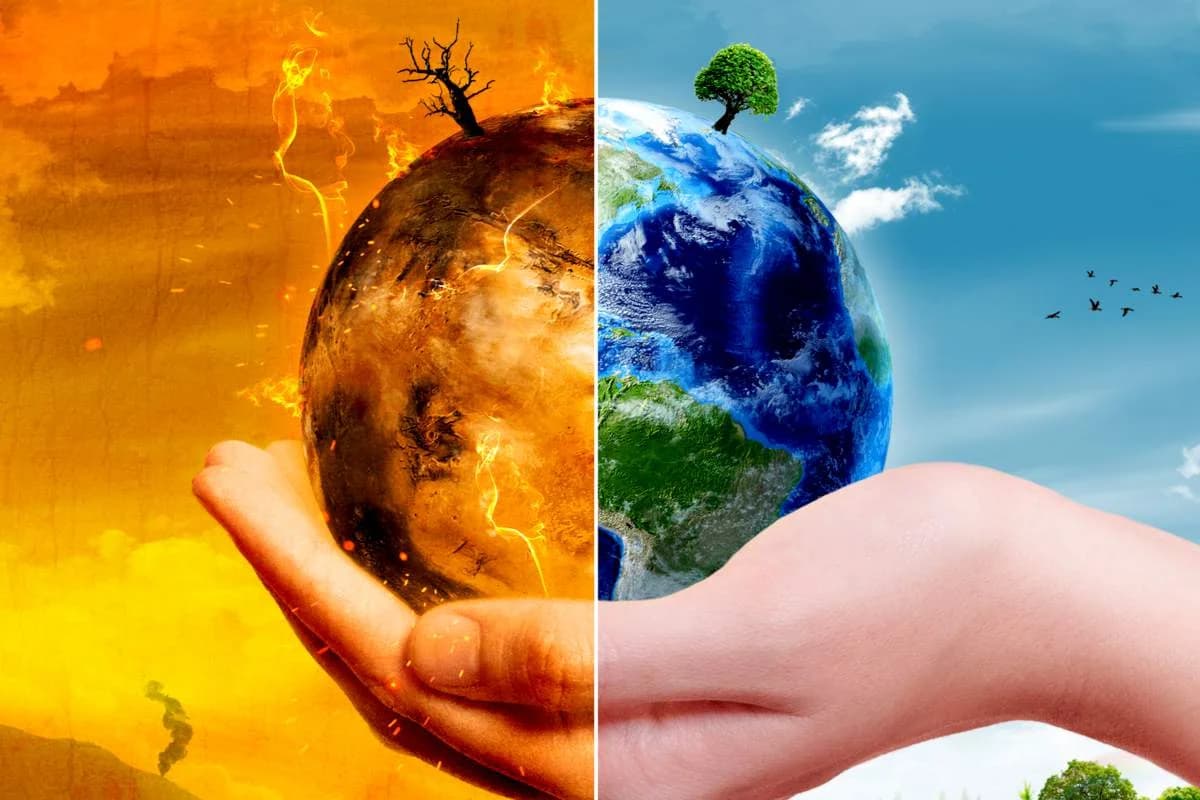 Climate change and extreme weather illustration